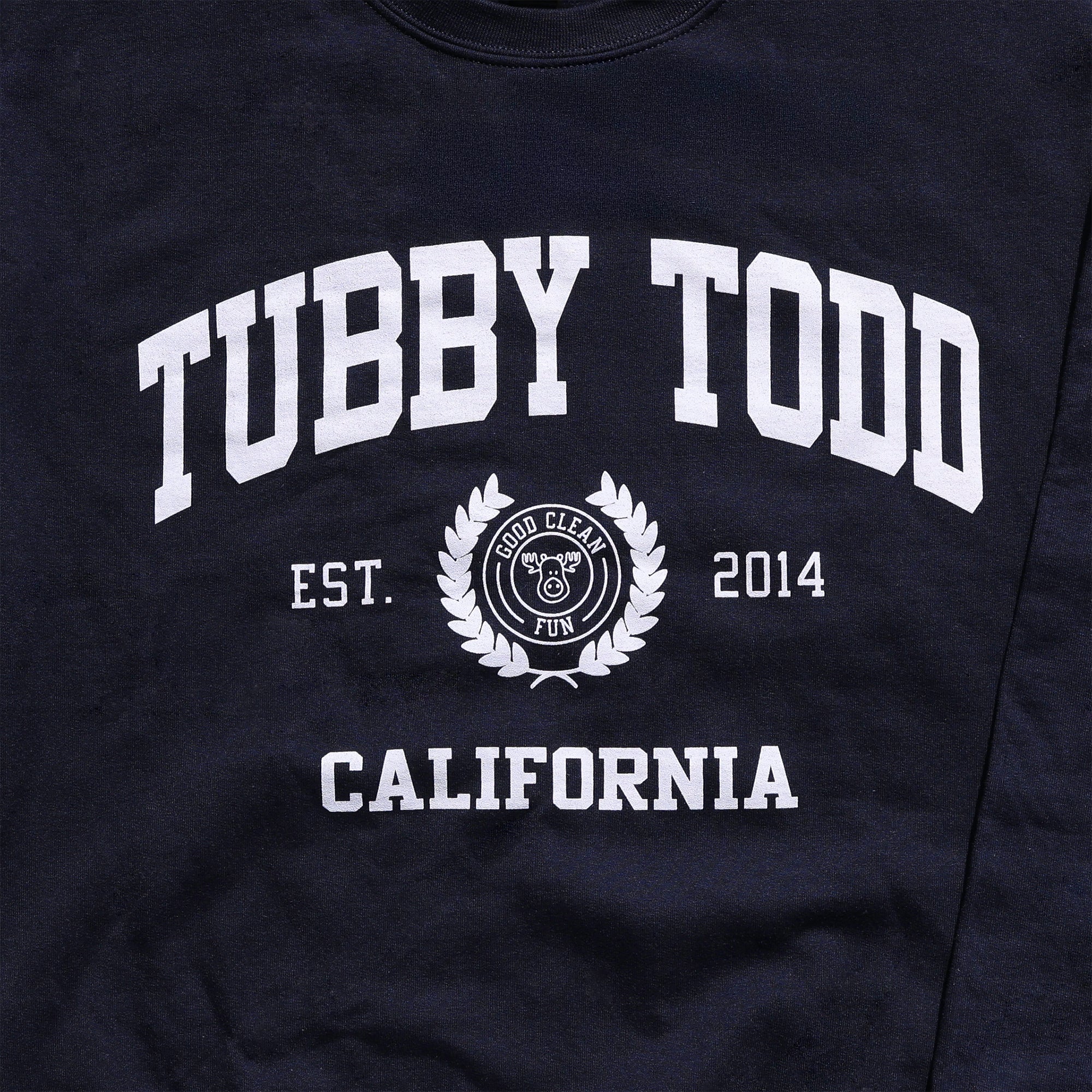 Close up shot of the new Tubby Todd Sweatshirt.